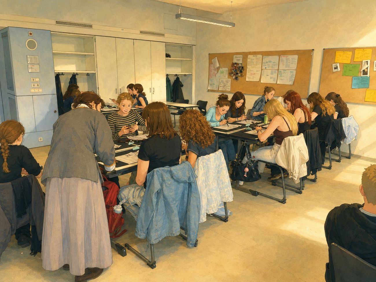 Illustration: Students in a classroom during the all-day school program